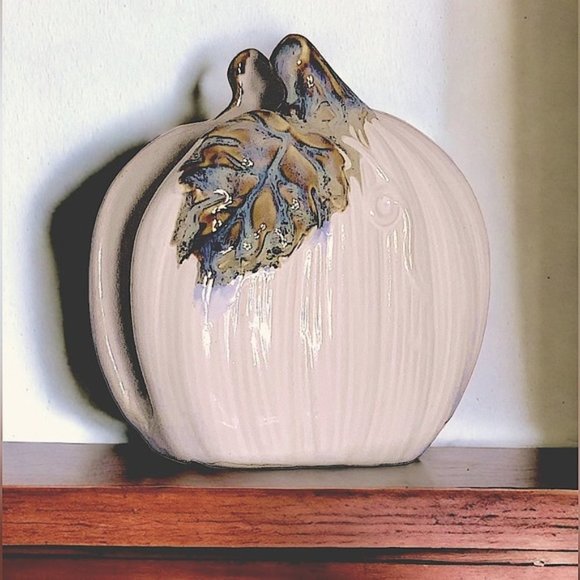 Napkin Holder Autumn White Pumpkin Hand Painted Ceramic Harvest Kitchen Accent - Picture 12 of 16
